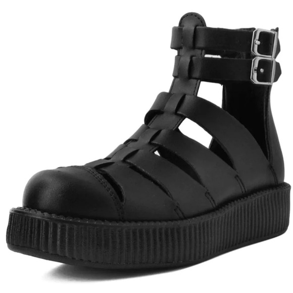 T.U.K platform moto sandal Gladiator style Black TUKskin™ size 7 sold out - Picture 3 of 12